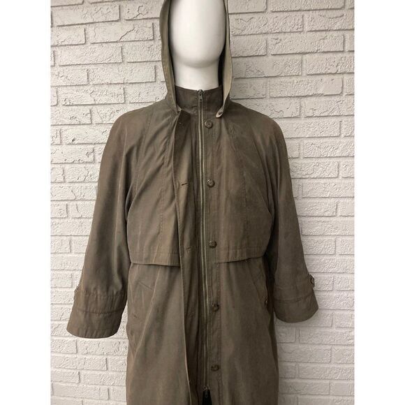 Bill Blass Men Long Trench Coat with Removable Hood / Lining Size 14 - Picture 4 of 15